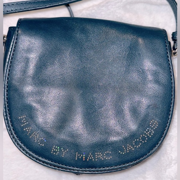 MARC JACOBS `SWEET JANE JUNE Prussian Blue Leather Crossbody - Picture 1 of 14